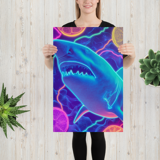 Unique 1 of 1 Neon Shark Poster
